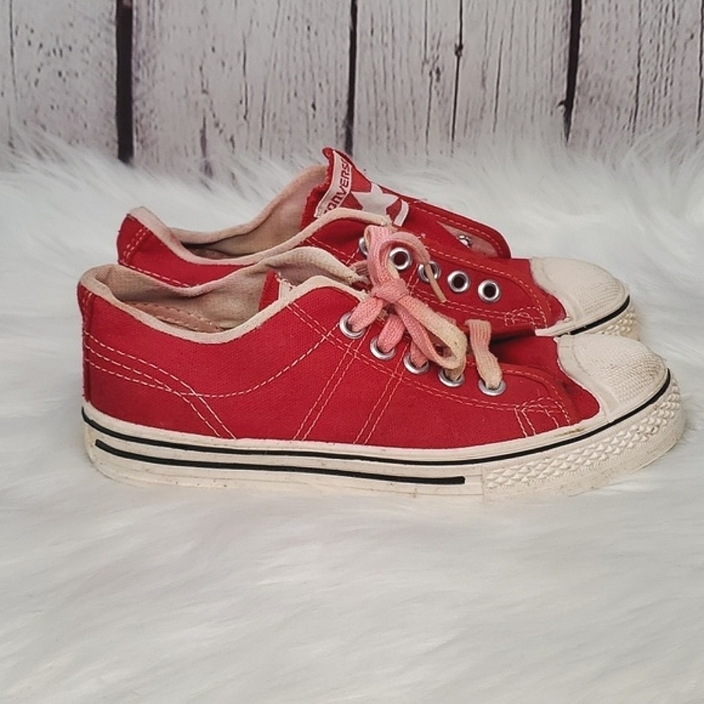 Vintage 1960s 1970s CONVERSE FASTBREAK Red Canvas Low Top Onestar Sneakers Sz 1 - Picture 5 of 17